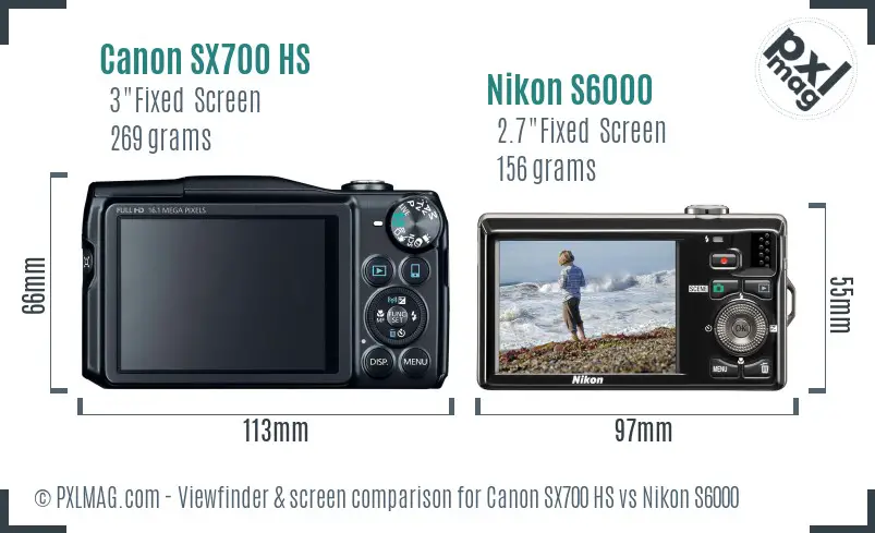 Canon SX700 HS vs Nikon S6000 Screen and Viewfinder comparison