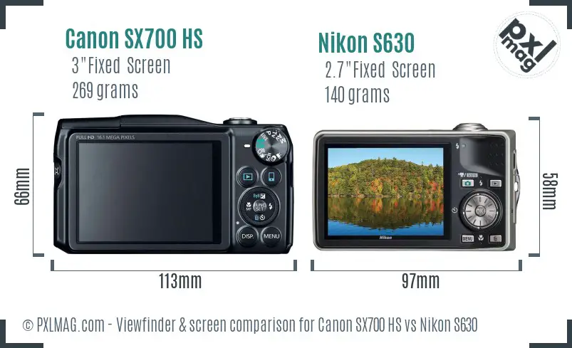 Canon SX700 HS vs Nikon S630 Screen and Viewfinder comparison Canon SX700 HS vs Nikon S630 Screen and Viewfinder comparison