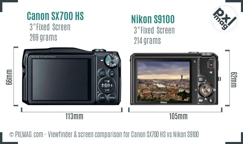 Canon SX700 HS vs Nikon S9100 Screen and Viewfinder comparison