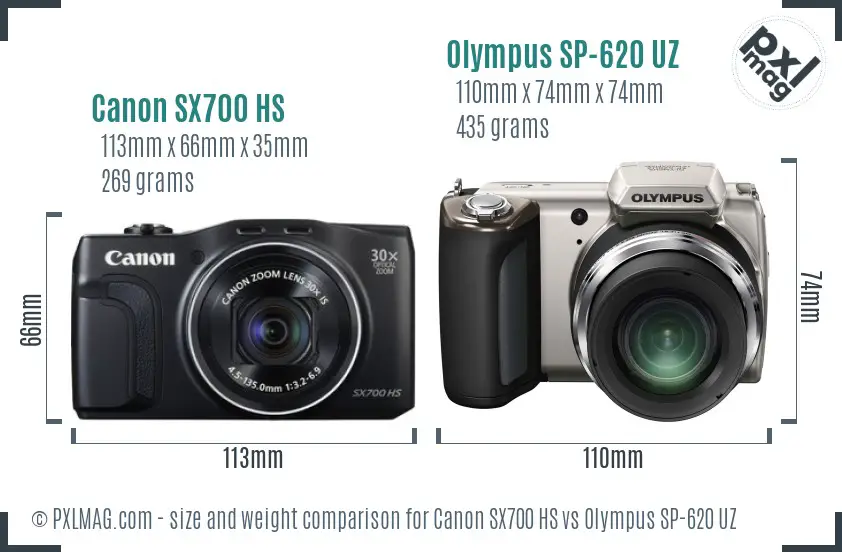 Canon SX700 HS vs Olympus SP-620 UZ size comparison