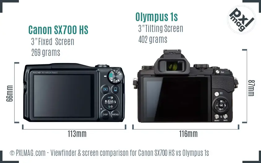 Canon SX700 HS vs Olympus 1s Screen and Viewfinder comparison Canon SX700 HS vs Olympus 1s Screen and Viewfinder comparison