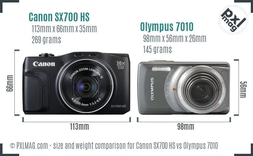 Canon SX700 HS vs Olympus 7010 size comparison Canon SX700 HS vs Olympus 7010 size comparison
