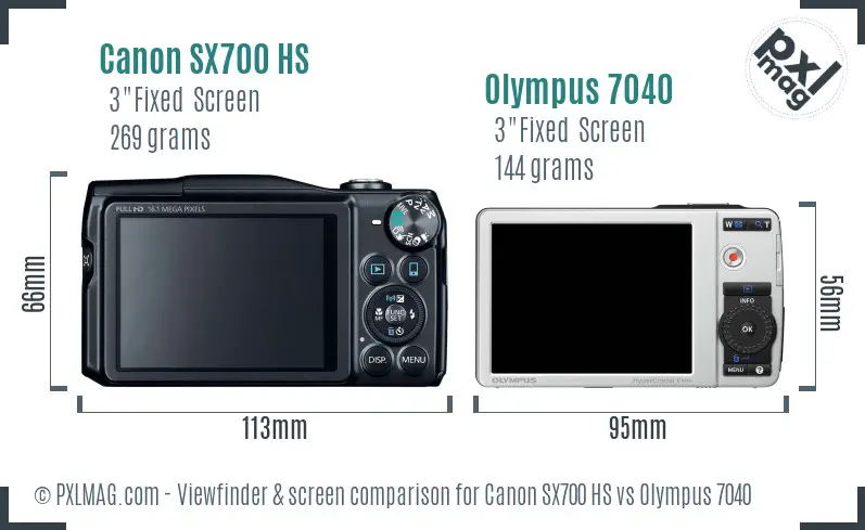 Canon SX700 HS vs Olympus 7040 Screen and Viewfinder comparison