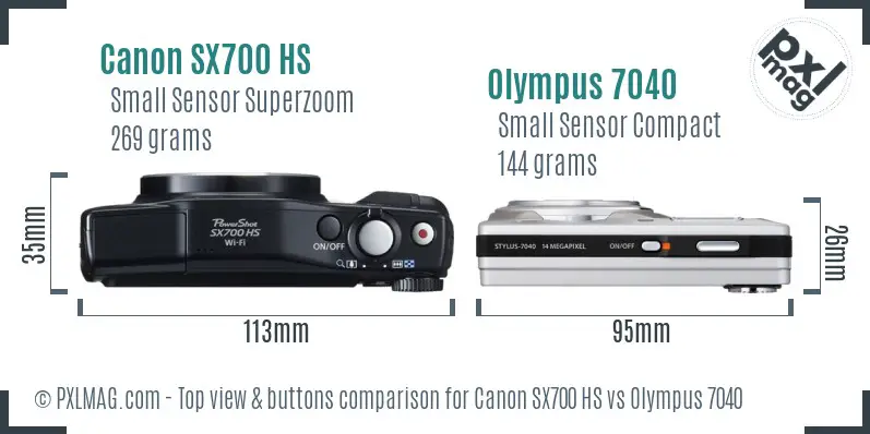 Canon SX700 HS vs Olympus 7040 top view buttons comparison