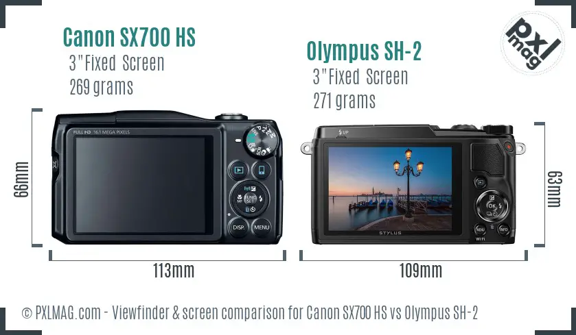 Canon SX700 HS vs Olympus SH-2 Screen and Viewfinder comparison Canon SX700 HS vs Olympus SH-2 Screen and Viewfinder comparison