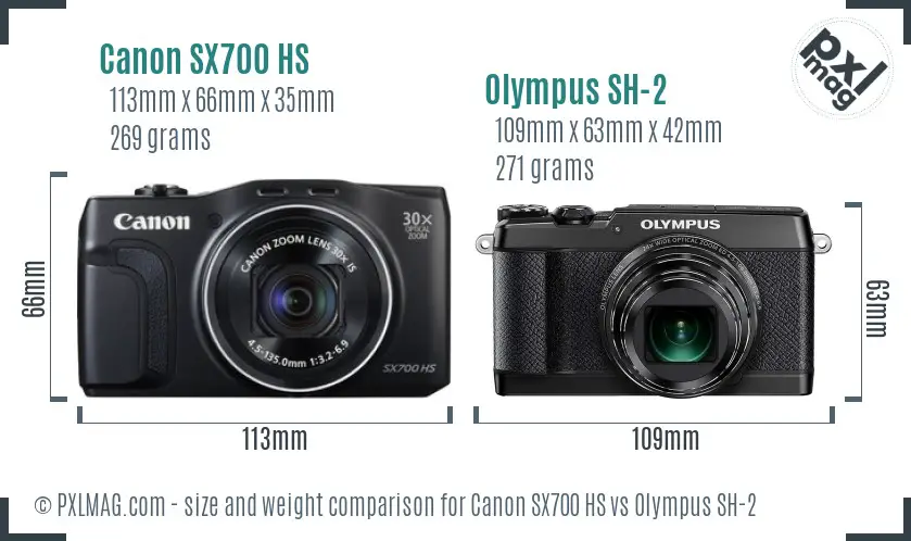 Canon SX700 HS vs Olympus SH-2 size comparison Canon SX700 HS vs Olympus SH-2 size comparison