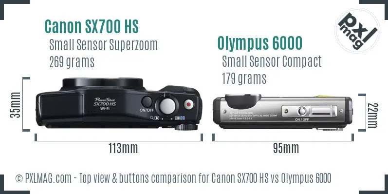 Canon SX700 HS vs Olympus 6000 top view buttons comparison