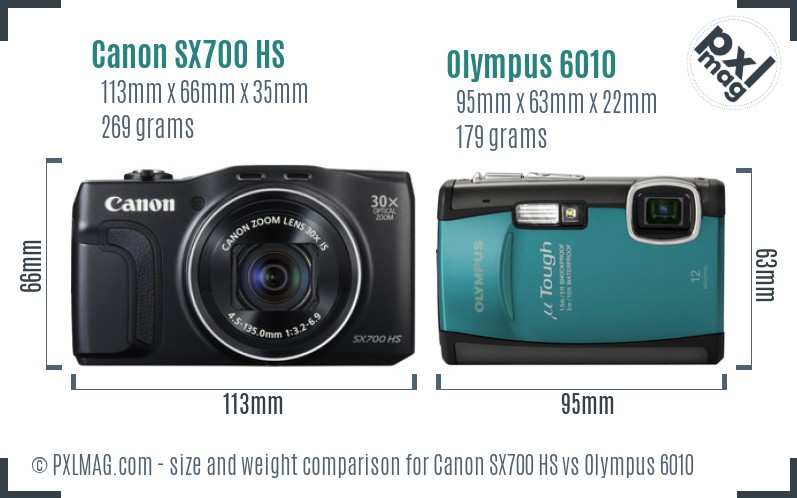 Canon SX700 HS vs Olympus 6010 size comparison