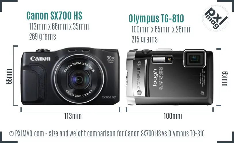 Canon SX700 HS vs Olympus TG-810 size comparison