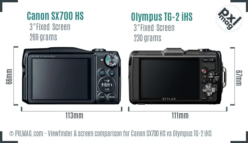 Canon SX700 HS vs Olympus TG-2 iHS Screen and Viewfinder comparison