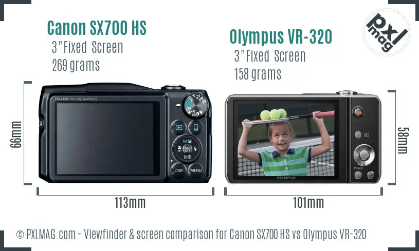 Canon SX700 HS vs Olympus VR-320 Screen and Viewfinder comparison