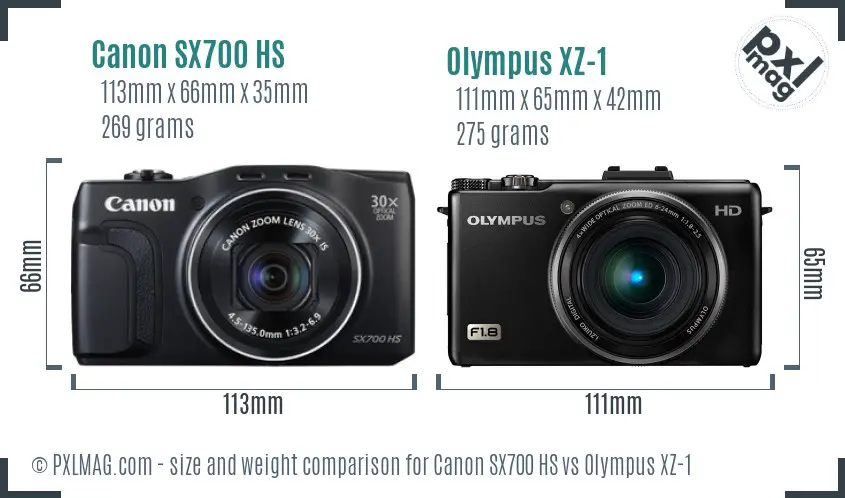 Canon SX700 HS vs Olympus XZ-1 size comparison