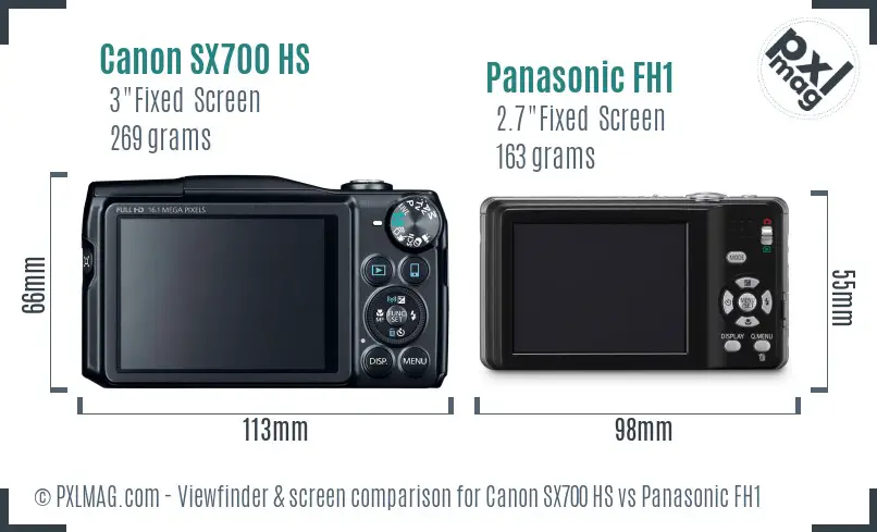 Canon SX700 HS vs Panasonic FH1 Screen and Viewfinder comparison