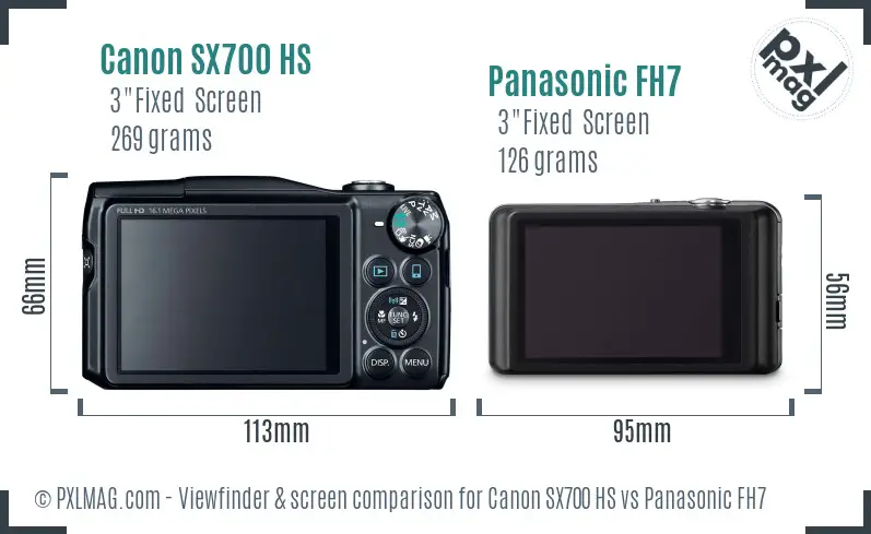 Canon SX700 HS vs Panasonic FH7 Screen and Viewfinder comparison