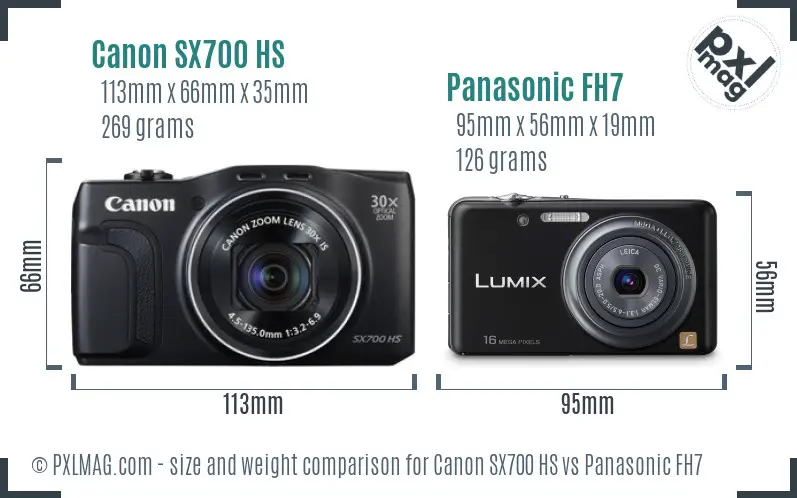 Canon SX700 HS vs Panasonic FH7 size comparison