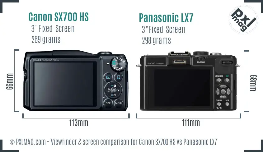 Canon SX700 HS vs Panasonic LX7 Screen and Viewfinder comparison