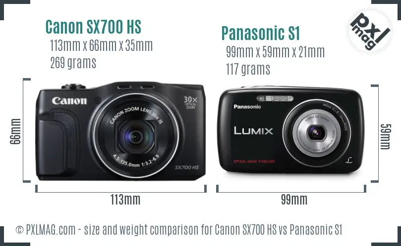 Canon SX700 HS vs Panasonic S1 size comparison