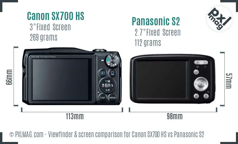 Canon SX700 HS vs Panasonic S2 Screen and Viewfinder comparison Canon SX700 HS vs Panasonic S2 Screen and Viewfinder comparison