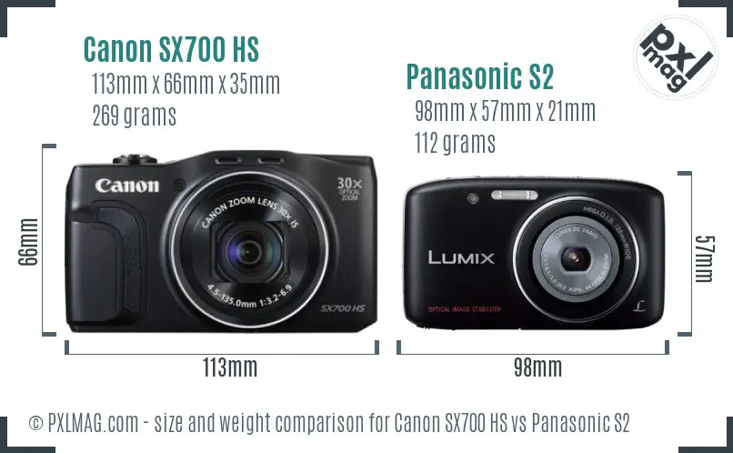 Canon SX700 HS vs Panasonic S2 size comparison Canon SX700 HS vs Panasonic S2 size comparison