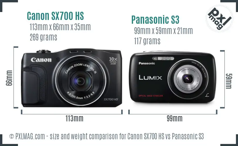 Canon SX700 HS vs Panasonic S3 size comparison