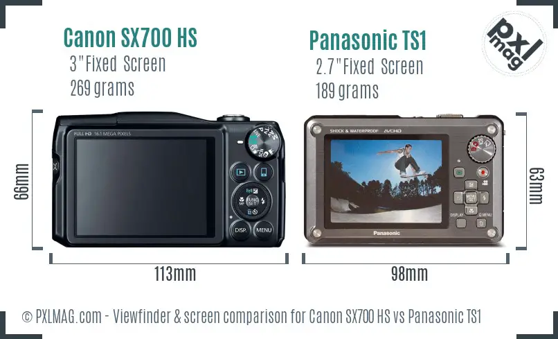 Canon SX700 HS vs Panasonic TS1 Screen and Viewfinder comparison