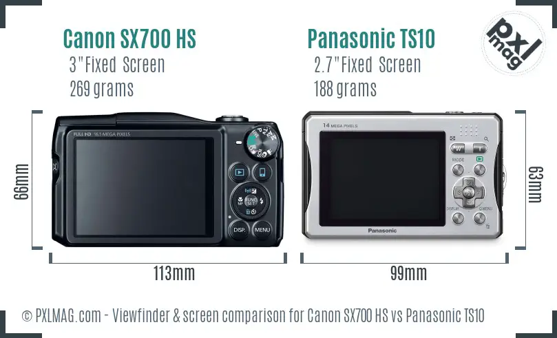 Canon SX700 HS vs Panasonic TS10 Screen and Viewfinder comparison