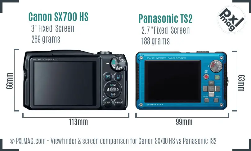Canon SX700 HS vs Panasonic TS2 Screen and Viewfinder comparison Canon SX700 HS vs Panasonic TS2 Screen and Viewfinder comparison