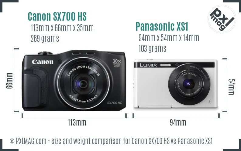 Canon SX700 HS vs Panasonic XS1 size comparison