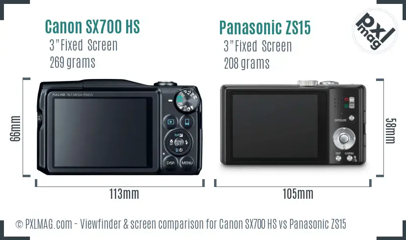 Canon SX700 HS vs Panasonic ZS15 Screen and Viewfinder comparison Canon SX700 HS vs Panasonic ZS15 Screen and Viewfinder comparison