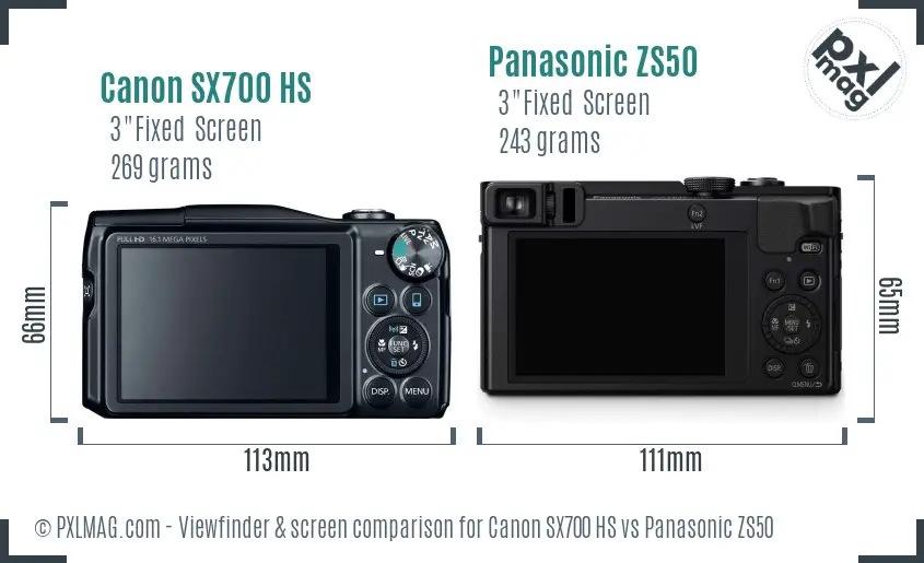 Canon SX700 HS vs Panasonic ZS50 Screen and Viewfinder comparison Canon SX700 HS vs Panasonic ZS50 Screen and Viewfinder comparison