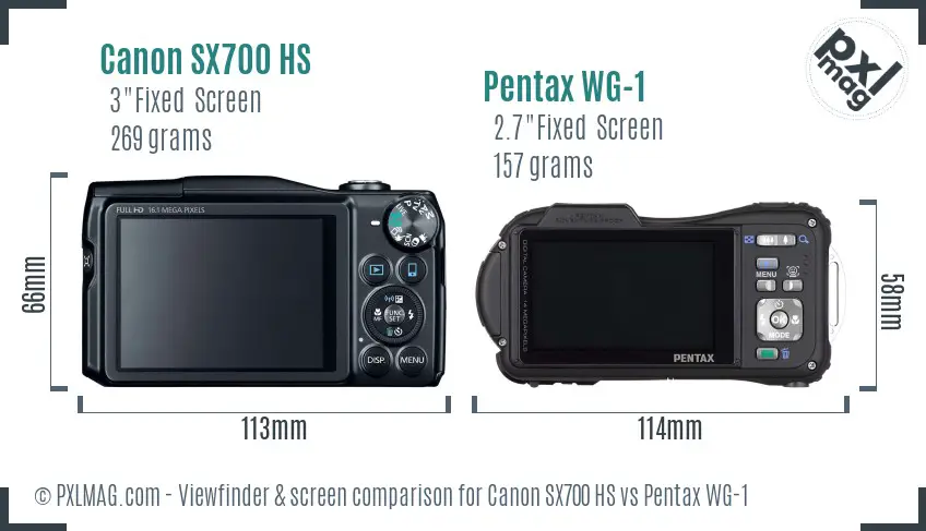 Canon SX700 HS vs Pentax WG-1 Screen and Viewfinder comparison Canon SX700 HS vs Pentax WG-1 Screen and Viewfinder comparison
