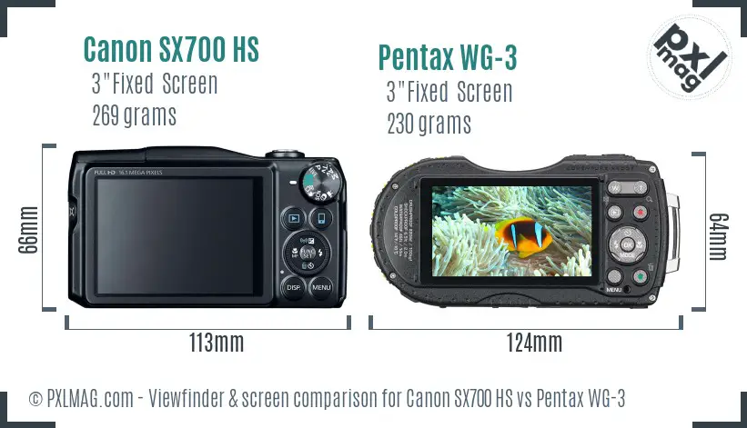 Canon SX700 HS vs Pentax WG-3 Screen and Viewfinder comparison Canon SX700 HS vs Pentax WG-3 Screen and Viewfinder comparison