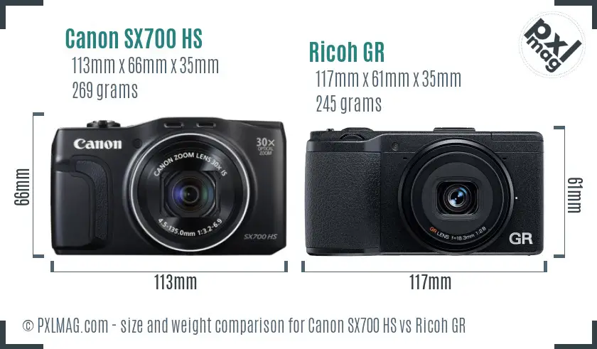 Canon SX700 HS vs Ricoh GR size comparison Canon SX700 HS vs Ricoh GR size comparison