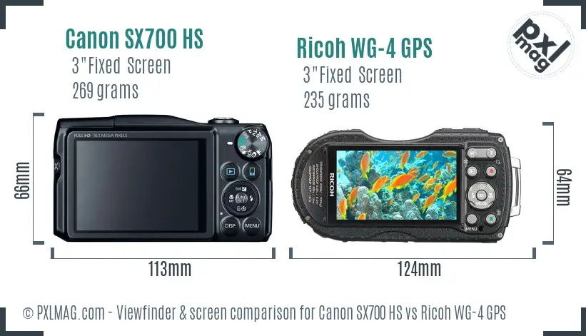 Canon SX700 HS vs Ricoh WG-4 GPS Screen and Viewfinder comparison Canon SX700 HS vs Ricoh WG-4 GPS Screen and Viewfinder comparison