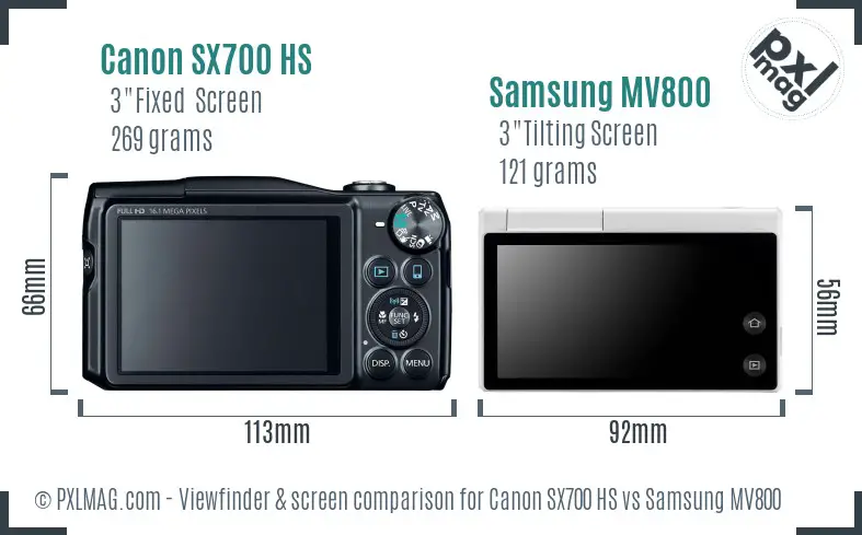 Canon SX700 HS vs Samsung MV800 Screen and Viewfinder comparison Canon SX700 HS vs Samsung MV800 Screen and Viewfinder comparison
