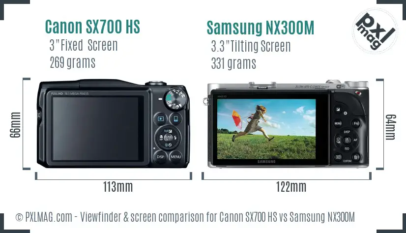 Canon SX700 HS vs Samsung NX300M Screen and Viewfinder comparison Canon SX700 HS vs Samsung NX300M Screen and Viewfinder comparison