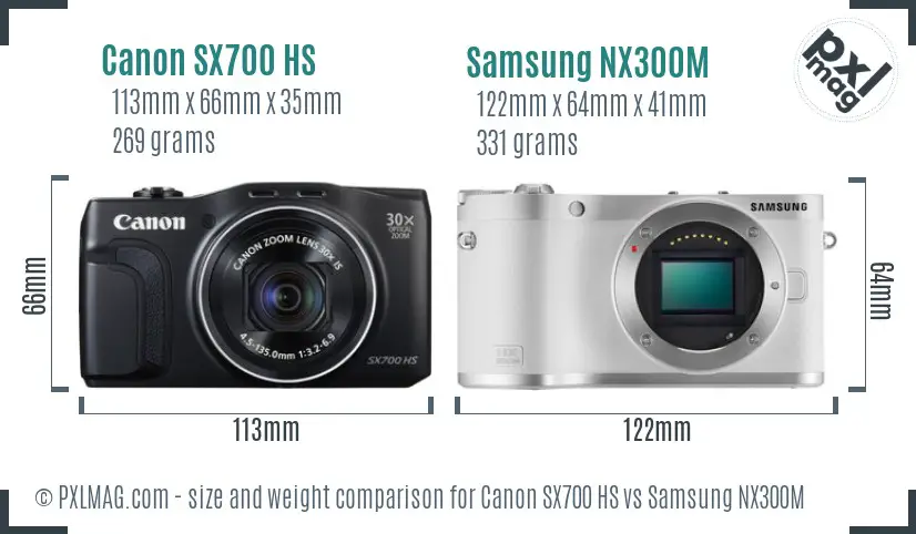 Canon SX700 HS vs Samsung NX300M size comparison Canon SX700 HS vs Samsung NX300M size comparison