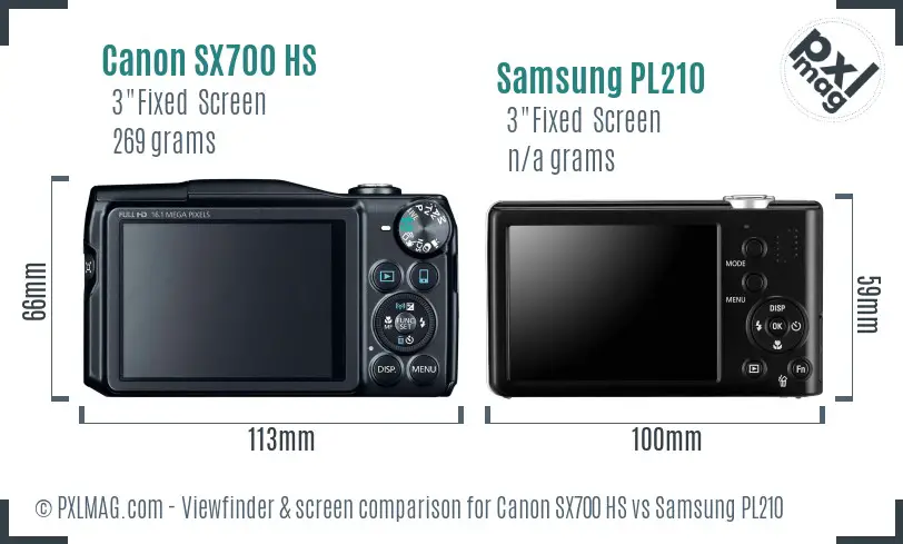 Canon SX700 HS vs Samsung PL210 Screen and Viewfinder comparison Canon SX700 HS vs Samsung PL210 Screen and Viewfinder comparison