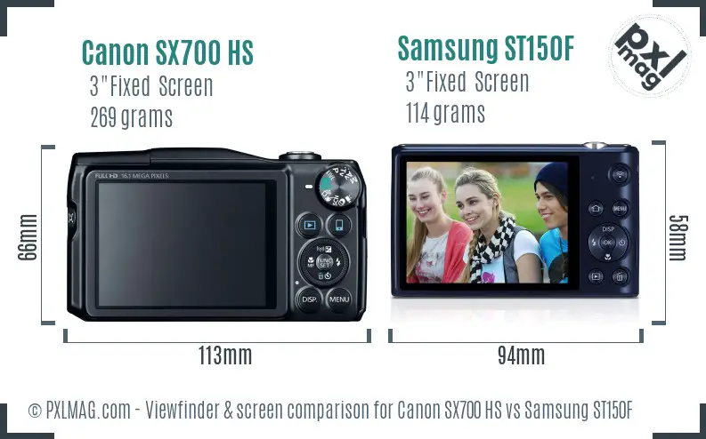 Canon SX700 HS vs Samsung ST150F Screen and Viewfinder comparison Canon SX700 HS vs Samsung ST150F Screen and Viewfinder comparison