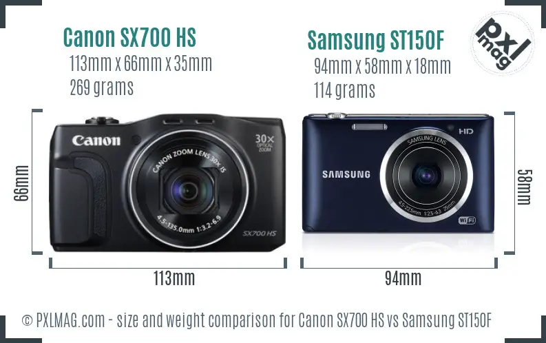Canon SX700 HS vs Samsung ST150F size comparison Canon SX700 HS vs Samsung ST150F size comparison