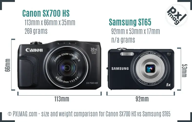 Canon SX700 HS vs Samsung ST65 size comparison