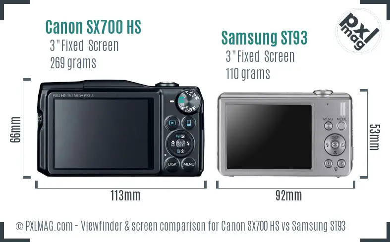 Canon SX700 HS vs Samsung ST93 Screen and Viewfinder comparison Canon SX700 HS vs Samsung ST93 Screen and Viewfinder comparison