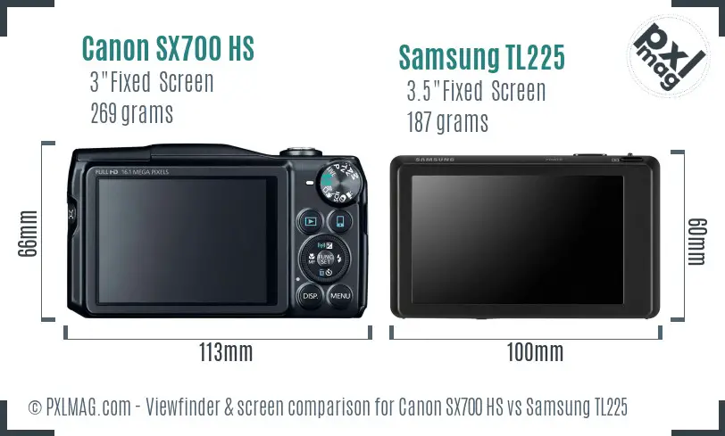 Canon SX700 HS vs Samsung TL225 Screen and Viewfinder comparison Canon SX700 HS vs Samsung TL225 Screen and Viewfinder comparison