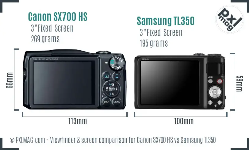 Canon SX700 HS vs Samsung TL350 Screen and Viewfinder comparison Canon SX700 HS vs Samsung TL350 Screen and Viewfinder comparison