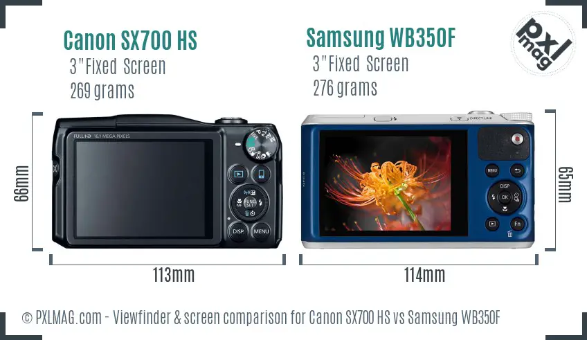 Canon SX700 HS vs Samsung WB350F Screen and Viewfinder comparison Canon SX700 HS vs Samsung WB350F Screen and Viewfinder comparison