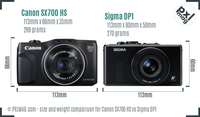 Canon SX700 HS vs Sigma DP1 size comparison Canon SX700 HS vs Sigma DP1 size comparison