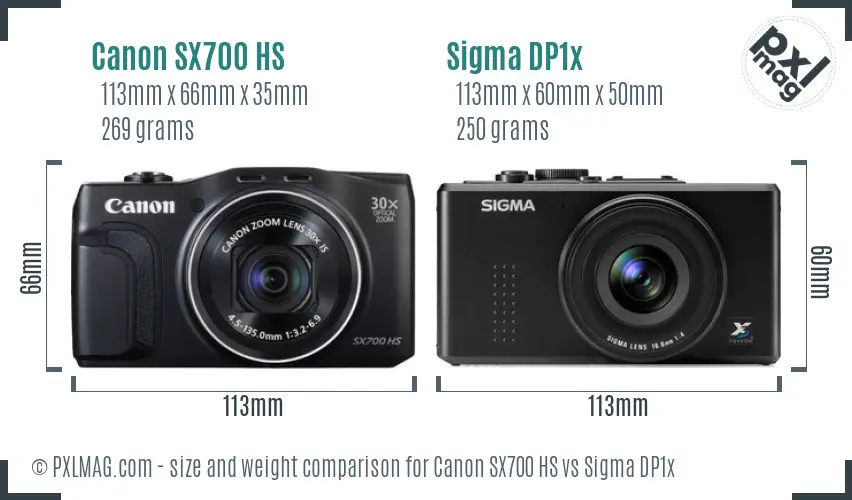 Canon SX700 HS vs Sigma DP1x size comparison Canon SX700 HS vs Sigma DP1x size comparison