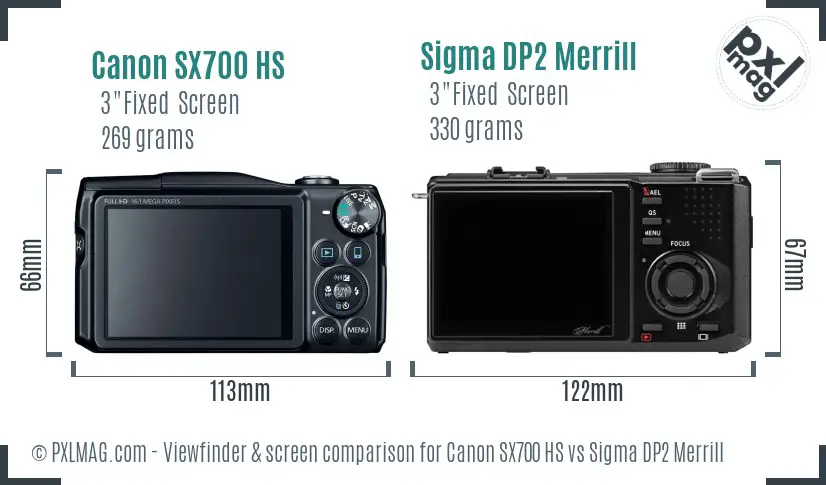Canon SX700 HS vs Sigma DP2 Merrill Screen and Viewfinder comparison