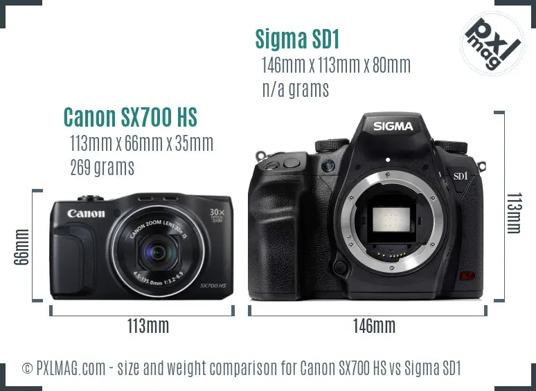 Canon SX700 HS vs Sigma SD1 size comparison Canon SX700 HS vs Sigma SD1 size comparison