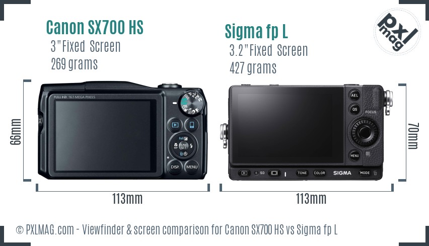 Canon SX700 HS vs Sigma fp L Screen and Viewfinder comparison